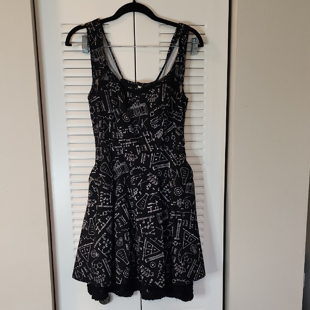 Hot Topic Black and White Chemistry Fit And Flare Dress